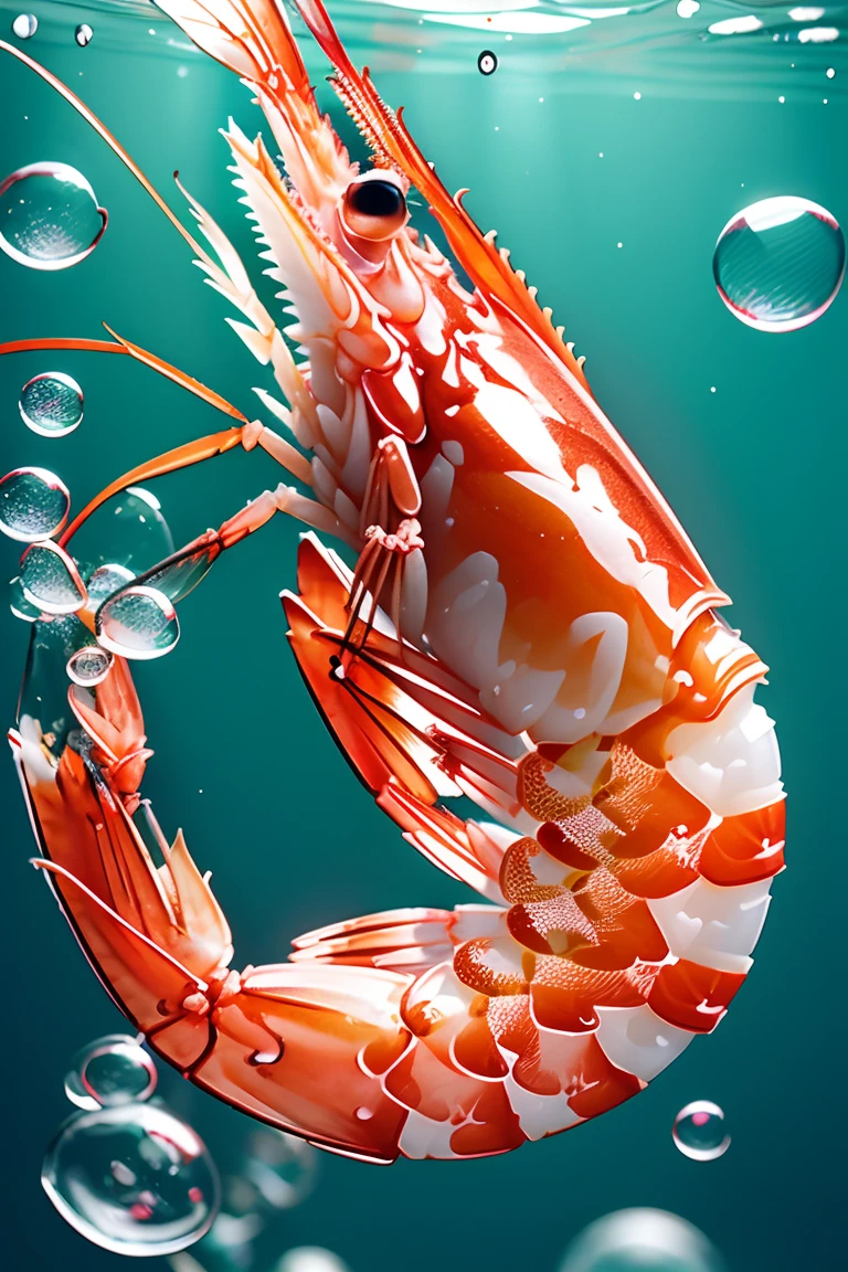 hxia, shrimp, bubble, full body, no humans, from side,  solo,<lora:hxia_v1.2:0.9>ï¼