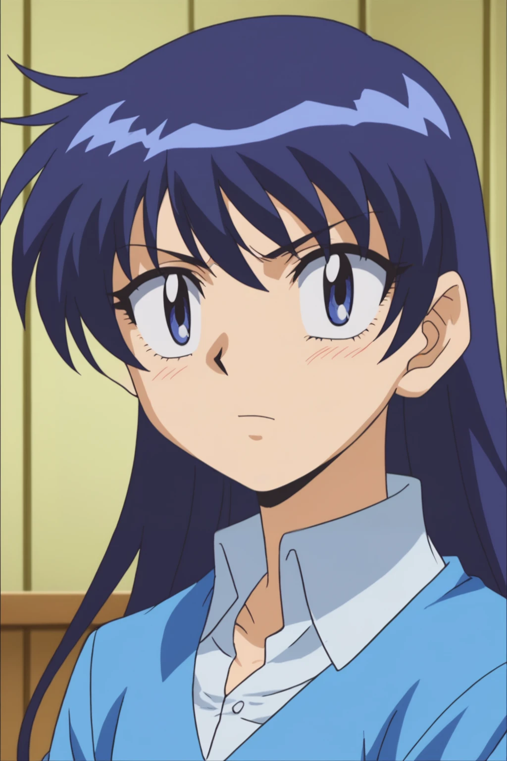 rating safe, score_10, score_8_up, score_7_up, score_6_up, uncensored, anime screencap, flat shadows BREAK aoi nogami, upper body