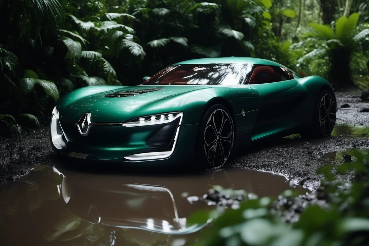 cinematic photo a pearly darkgreen car in the mud, jungle<lora:Trezor1024:0.8> . 35mm photograph, film, bokeh, professional, 4k, highly detailed