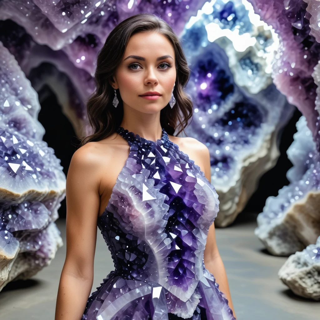 <lora:crystal-geode:1>mdgd a woman wearing a geode crystal formal dress