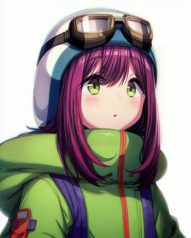 1girl,  toki ayano, portrait,  simple background, white background,official art, Best Quality, 1girl, Vibrance, Saturation, Accent Lighting, extremely detailed, goggles, goggles_on_headwear, green_eyes, helmet <lora:add_detail:1> <lora:AyanoToki:0.8>