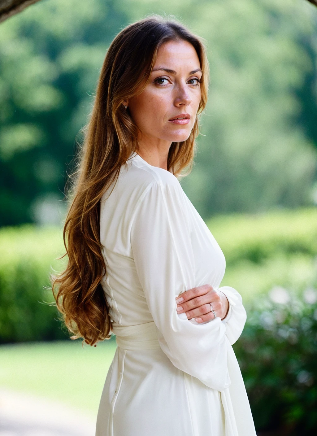 photo of sks woman, natural lighting, <lora:add_detail:0.35>, official clothing, modest, High detail RAW color photo professional photo of a sks woman wearing haute couture, portrait, (backlighting, depth of field, natural lighting, hard focus, film grain, ray traced, low-angle shot, eye contact, rendered, photographed with a Sony a7 III Mirrorless Camera, by photographer), <lora:locon_janeseymour_v1_from_v1_64_32:1>