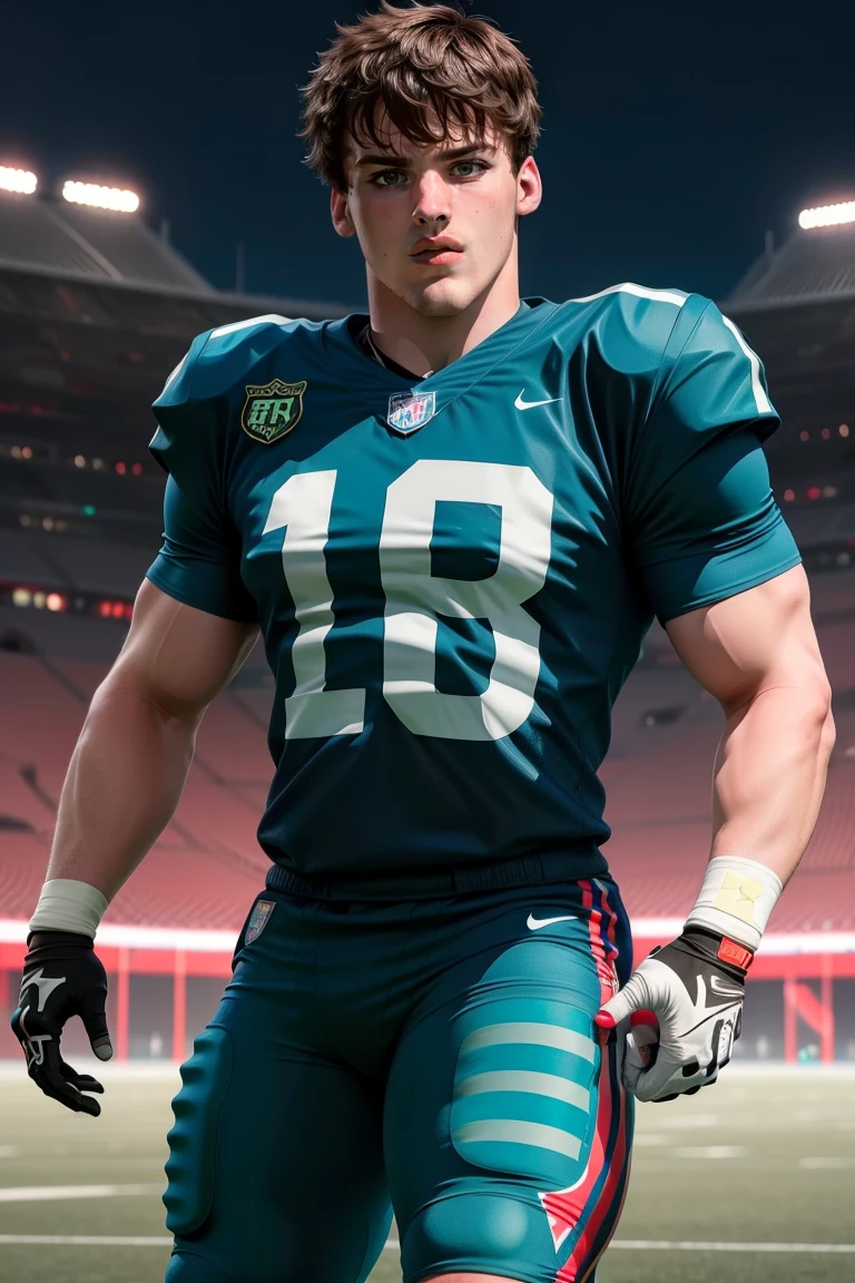 (masterpiece, best quality:1.2), man, football jersey, football pants, football player, (((medium shot))) ,stadium, night, masterpiece, highness, perfect face, perfect picture, detailed eyes, sharp focus, muscular,High detailed view,Fantasy, outdoors, (((football field)))<lora:EMS-3262-EMS:0.700000>, <lora:EMS-341665-EMS:0.900000>