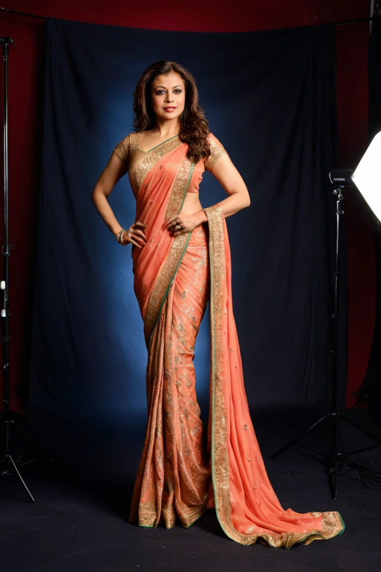 Koel Mallick, High-Speed Photograph, Nikon D750, Ultra-HD, Studio Lighting, Soft Lighting, Soft Body, insanely detailed and intricate, hypermaximalist, elegant, ornate, hyper realistic, super detailed, Photoshoot, in a studio