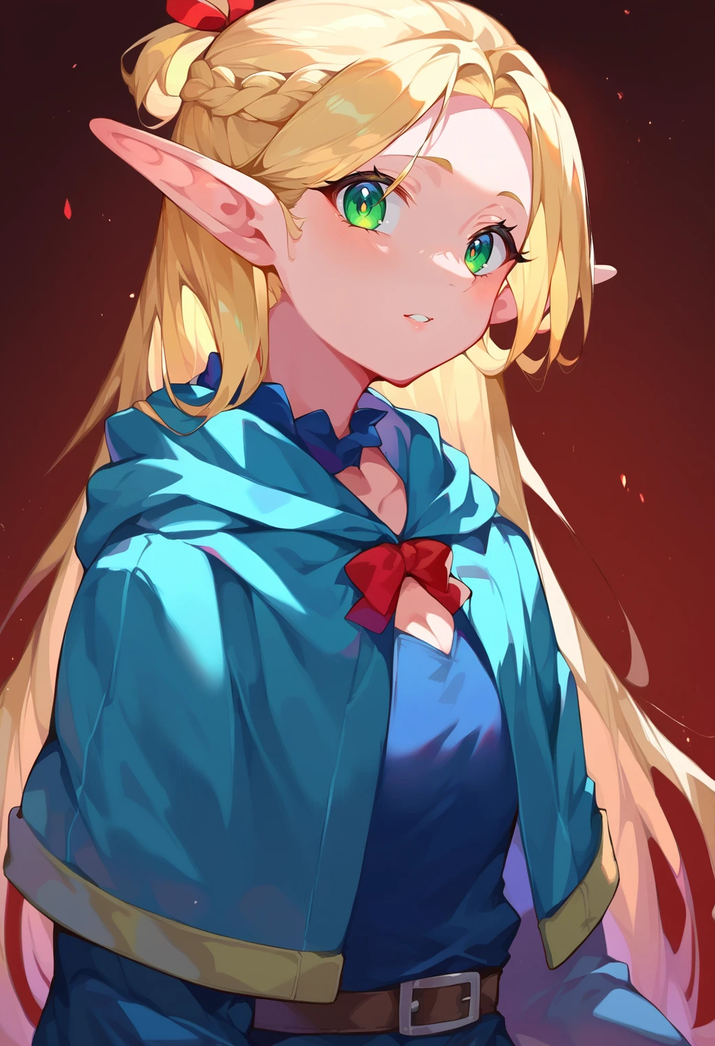 score_9, score_8_up, score_7_up, score_6_up, source anime, BREAK
<lora:dungeon_meshi_collection:0.9> ellicrampnxl, marcille donato, 1girl, pointy ears, elf, blue capelet, looking at viewer