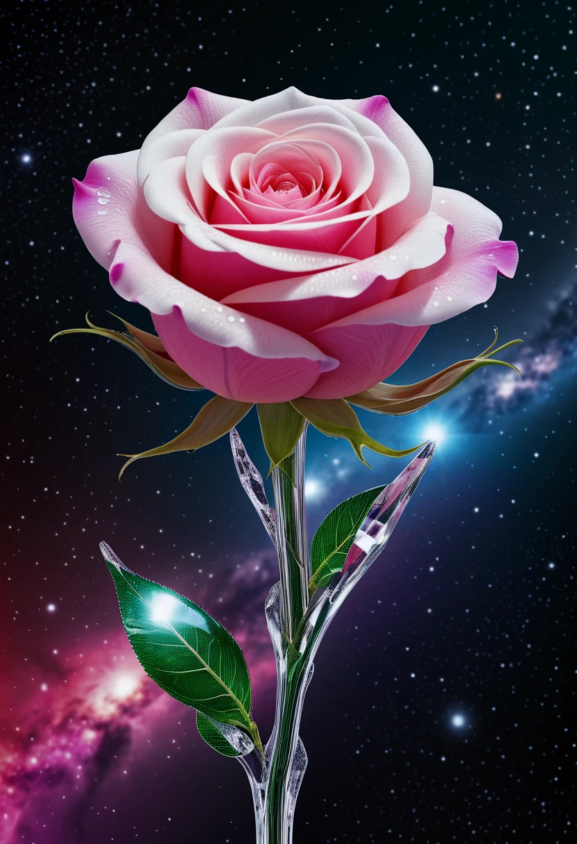 Masterpiece art of A crystal rose in space