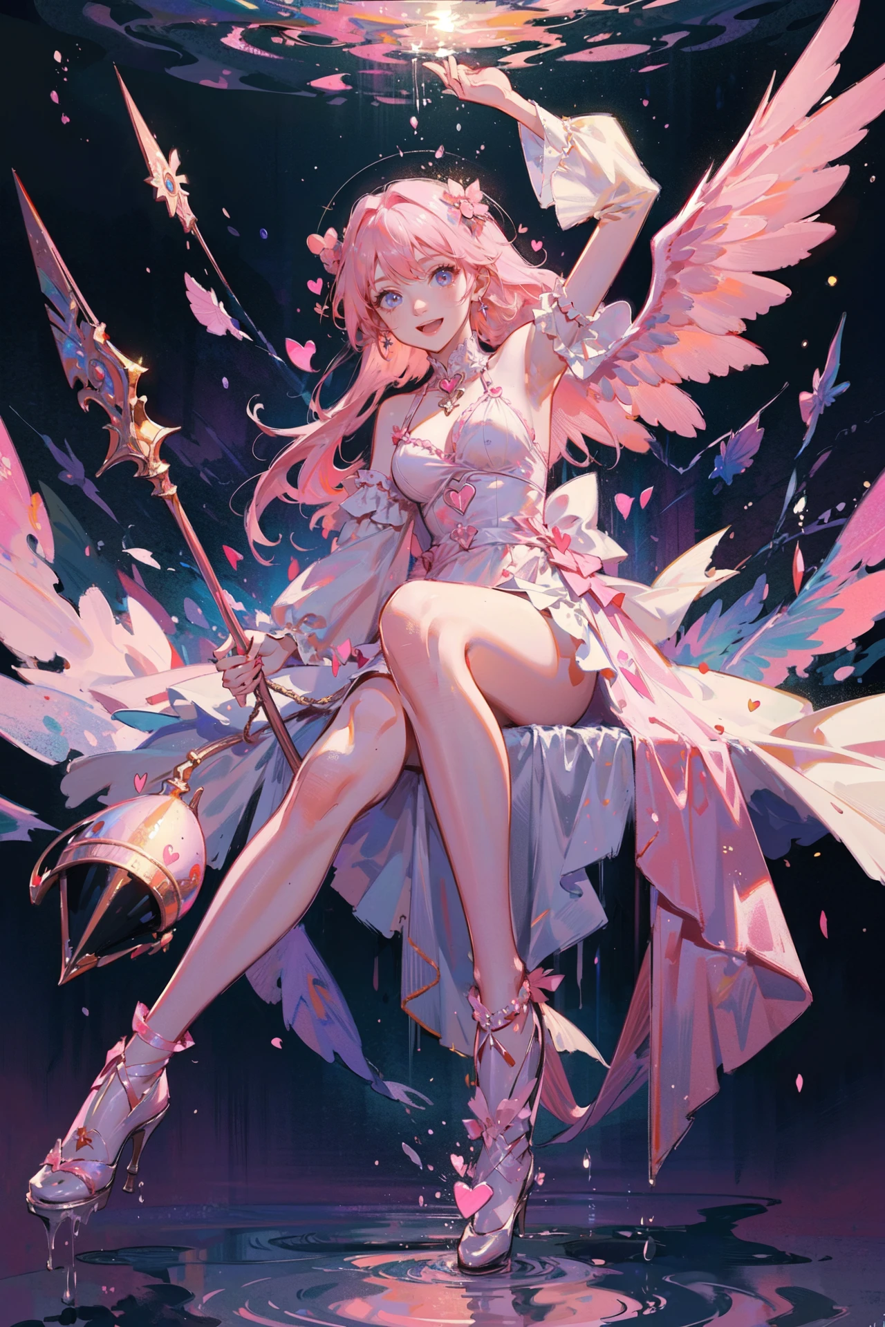 A beautiful alluring candy hybrid african female, covered in gooey sticky candy, curly afro pink cotton candy hair, dark skin, inside a gooey candy filled river at fantasy candy castle room, stripping on a dance pole, dance pole is made of striped candy, wearing clothes made of candy, fantasy Theme, candy Theme, Fiverr Dnd Character, Octane Render, Digital Art, Extreme Detail, 4k, Ultra Hd, Polished, Beautiful, Hyperdetailed, Intricate, Elaborate, Meticulous, Photorealistic, Sharp Focus, Wlop, Character Design, Unreal Engine, 3d Rendered, Volumetric Lighting, Reflections, Glossy, Digital Illustration, Pose, Suggestive Pose, Lewd, Full Body Shot, whipped cream covering her nipples, anatomically correct, smile, no_panties, large breasts, (masterpiece),(best quality),(((pussy:1.3)))