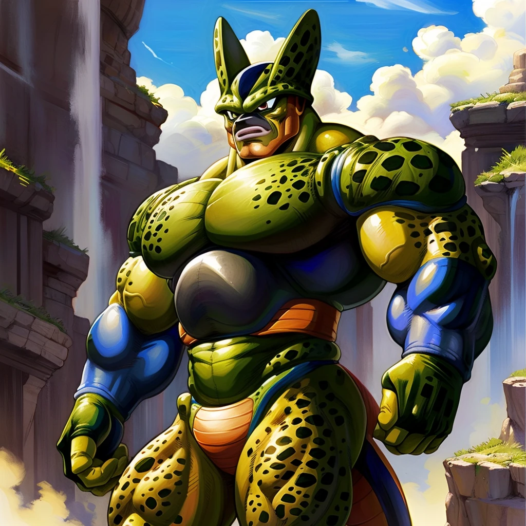 score_9, score_8_up, score_7_up, score_6_up, score_5_up, score_4_up,
vivid colors, 8K, hi-fi,
green skin, dragonball z, evil, villain, tail, intricate detailed eyes, perfect proportions, powerful muscular body, perfect hands, veiny muscular body, thick arms, large biceps, large pecs, fingerless gloves, 
((in the style of the Dragonball Z, ))
((in the style of and art by Akira Toriyama, jiandou, taran fiddler, darkgem, ruaidri, yupa, kiyosan, )),
 <lora:SemiperfectCell:1>