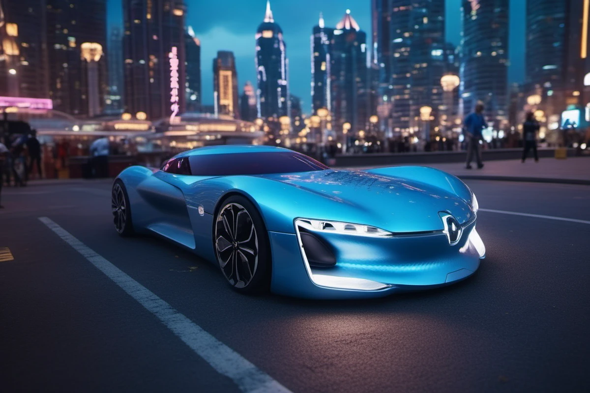 cinematic photo a pearly blue car in a futuristic cyberpunk city, speed, motion blur<lora:Trezor1024:0.8> . 35mm photograph, film, bokeh, professional, 4k, highly detailed