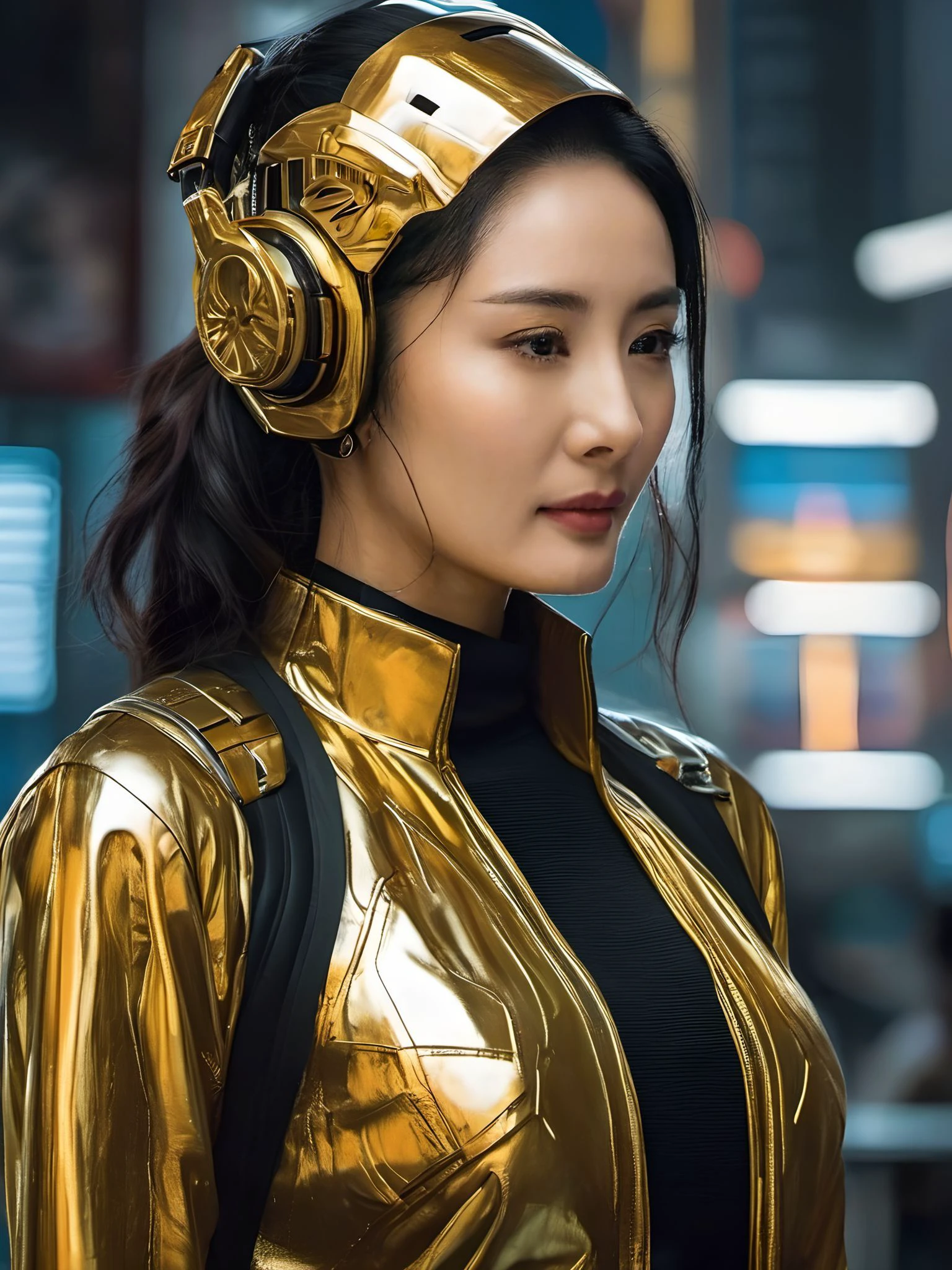 yangmi ,cool, artstation,photo realistic,beautiful, female, cyberpunk, glossy magazine painting, rule of thirds, (extreme detail:1.1), golden ratio, detailed, denoised, centred <lora:yangmi_XLB_1-000009:0.6>