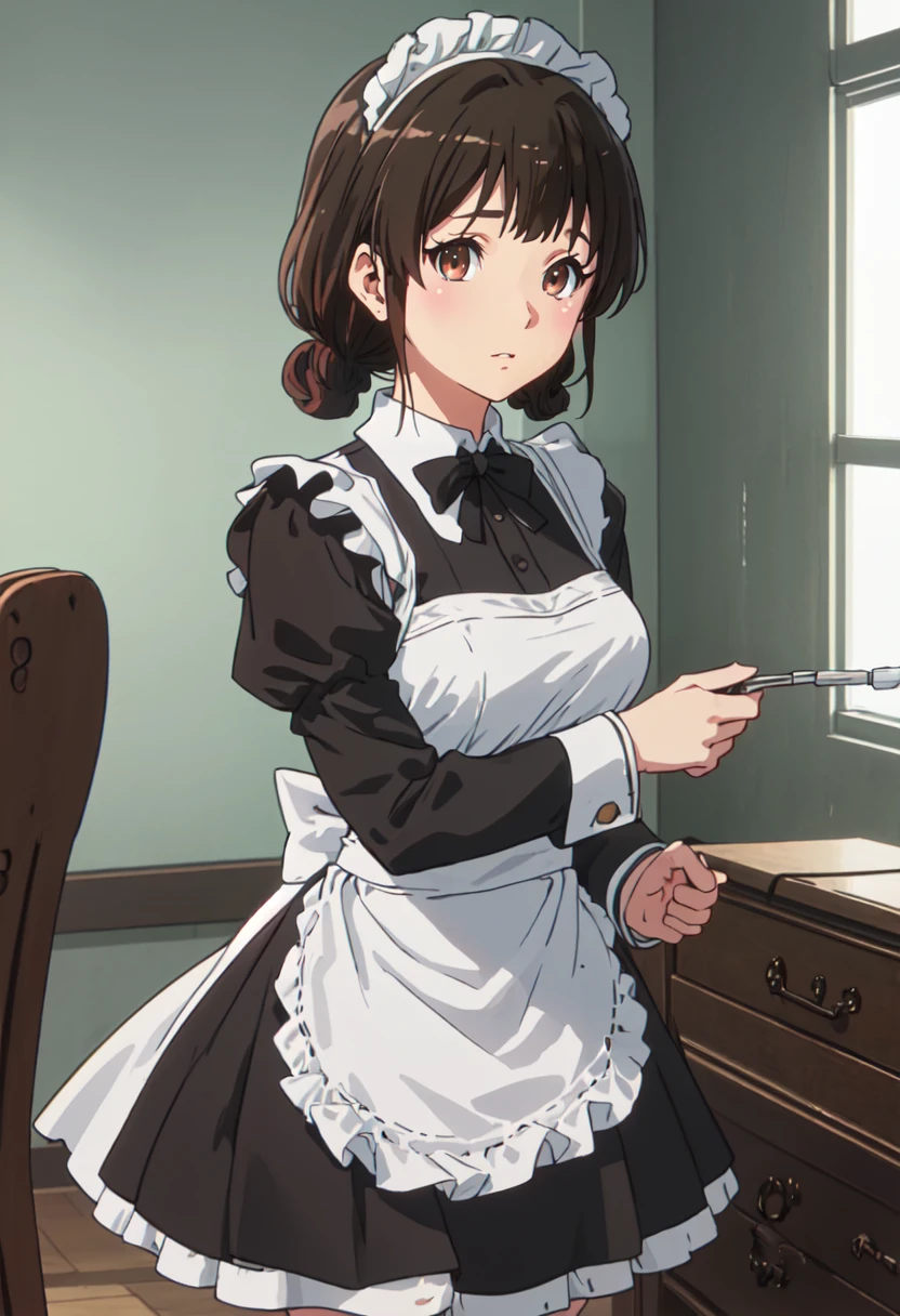 best quality, masterpiece, highres, solo, (nagase_riko_soundeuphonium:1.10), (maid:1.40), (long maid dress:1.15), anime_style, 18 <lora:nagase_riko_soundeuphonium:0.80>