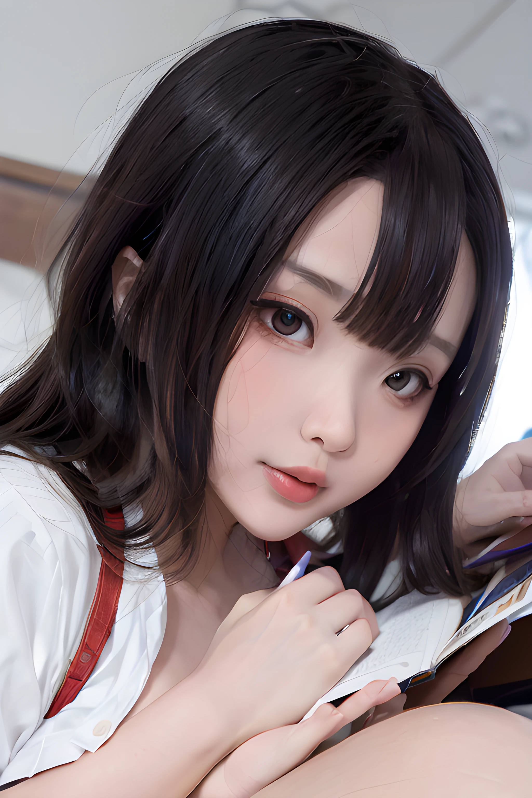 hnbuny, masterpiece, best quality, 1girl, student uniform, portrait, closeup, (fully clothes)