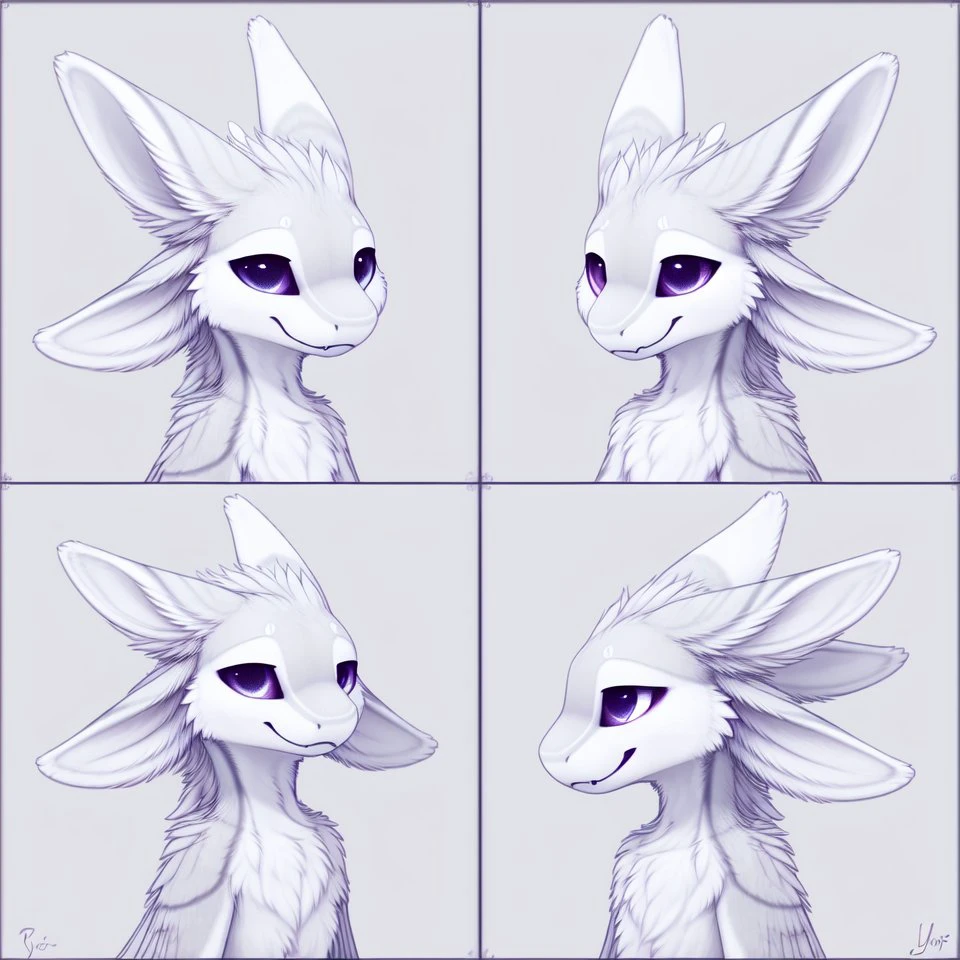 avali female ,(avali:1.5) ,( <lora:ZAvali_Lora:1>:1.3) ,((ultra-detailed)), (four ears:1.9), (raptor body:1.3) , (fluffy chest:0.7),(winged arms:1.3) , 4 rabbit ears , ((3 fingers)), feather cover ,(simple sketch,:1.3) ,front view, 4 portraits separated by a frame
(( by reysi:1.2)), (by vader-san:1.4) (solo:1.9) (internet troll face:1.4)
<lora:easynegative:1.3>