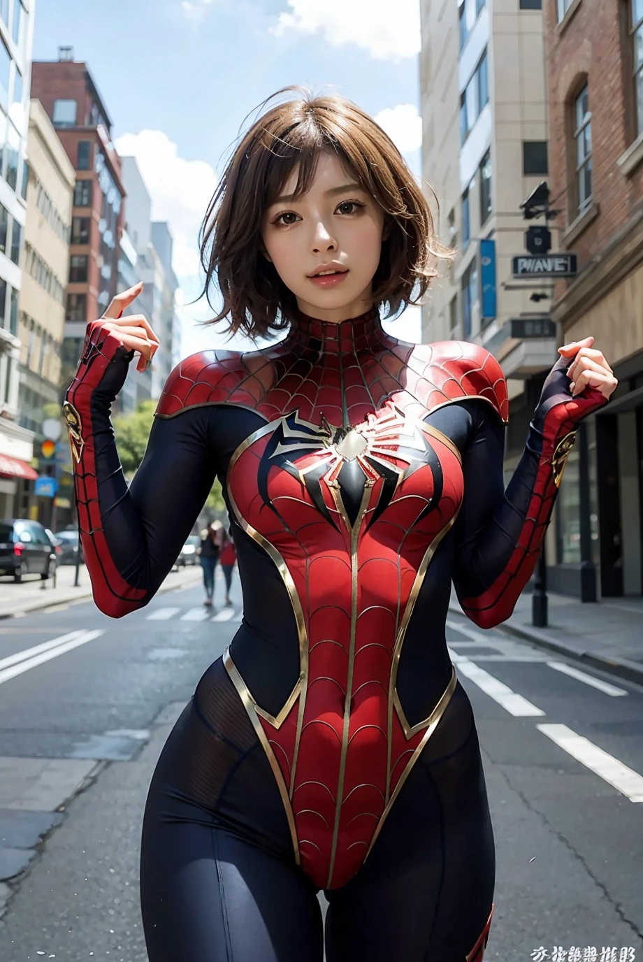 (masterpiece), best quality, perfect body, 18yo GIRL, spiderman armor suit, <lora:RirisuAyaka_Jav-02:1>