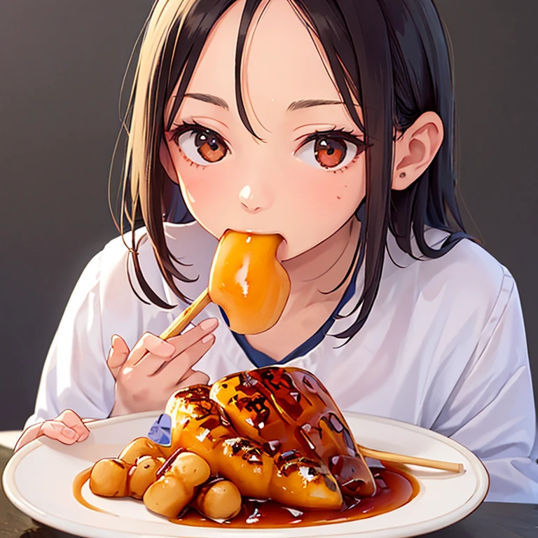 1girl, in mouth <lora:inmouth:0.9>
<lora:mitarashidango_SD15_V1:0.8> mitarashidango, wagashi, food focus, food, still life, realistic, simple background, plate