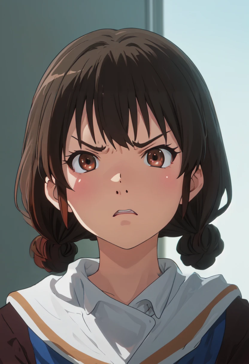 best quality, masterpiece, highres, solo, (nagase_riko_soundeuphonium:1.10), angry, annoyed, portrait, looking at viewer, anime_style, 31 <lora:nagase_riko_soundeuphonium:0.80>