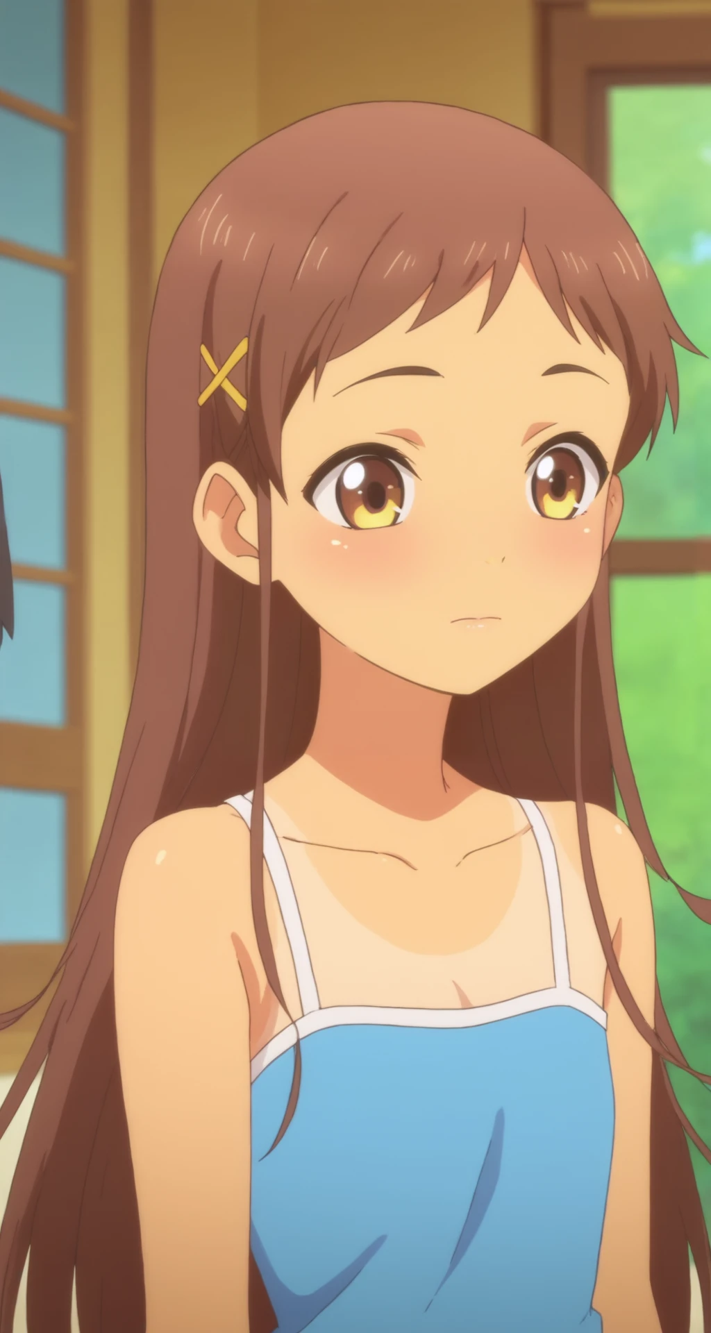 rating_safe, score_8_up, score_7_up, score_6_up, uncensored, anime screencap, (flat shadows, flat colors), chie sayama, upper body