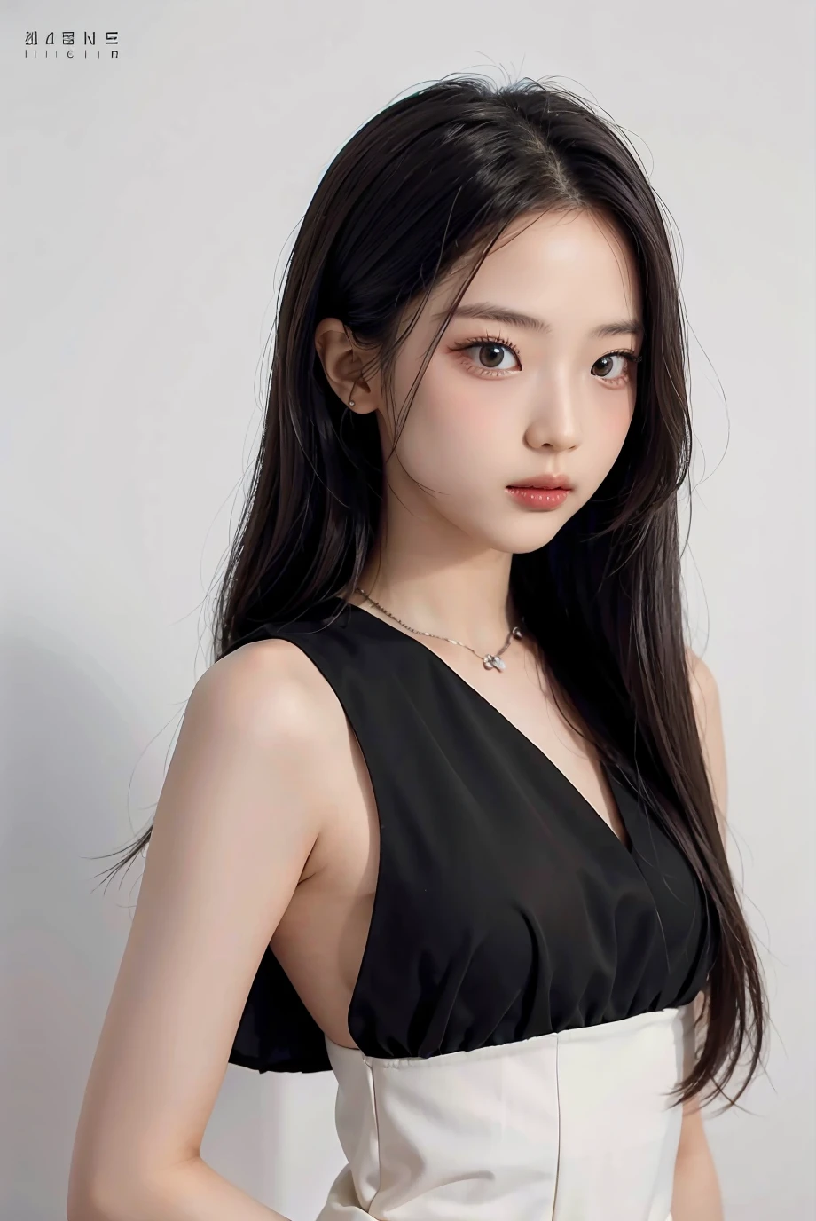 1girl, black  dress, white background, <lora:Ruka_Babymons7er-02:1>