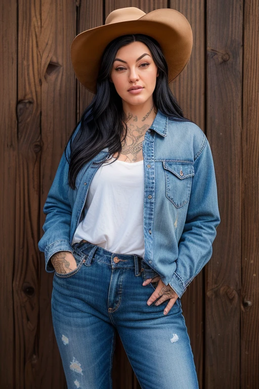 DEN_tristanholmes_SG,
(country beauty posing against a wooden fence with a plaid shirt and jeans and a cowboy hat, cow girl, country girl, cow girl:1.2),
bokeh, f1.4, 40mm, photorealistic, raw, 8k, textured skin, skin pores, intricate details <lora:epi_noiseoffset2:1>, epiCRealism <lora:ClothingAdjuster3:-1>
