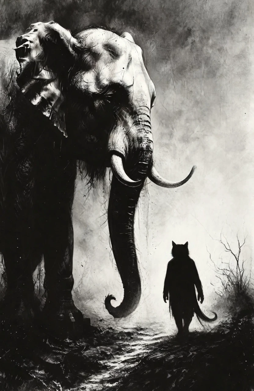 {"prompt": "(rating_explicit, rating_violence=Extreme, Hyperrealistic,score_9, score_8_up, score_7_up),The Elephant and the Cat...Best friends. Ultra High Definition 64K,(Detailed and Intricate:1.1),Photo_Realistic_Digital_art, Cinematic,(Beautiful Studio Lighting:0.5),(monochrome:1.8)", "negative_prompt": "censored,(((bad anatomy))), worst quality, low quality, low contrast, blurry, low quality, medium quality, watermark, username, signature", "seed": 1214214579, "use_stable_diffusion_model": "CWFPDAPD-0.50000", "clip_skip": true, "use_controlnet_model": null, "use_vae_model": "sdxl_vae", "sampler_name": "dpmpp_2s_a", "width": 832, "height": 1280, "num_inference_steps": 50, "guidance_scale": 14.0, "use_lora_model": "styles/Desolation", "lora_alpha": 1.0, "use_embeddings_model": null, "tiling": null, "use_face_correction": null, "use_upscale": null}