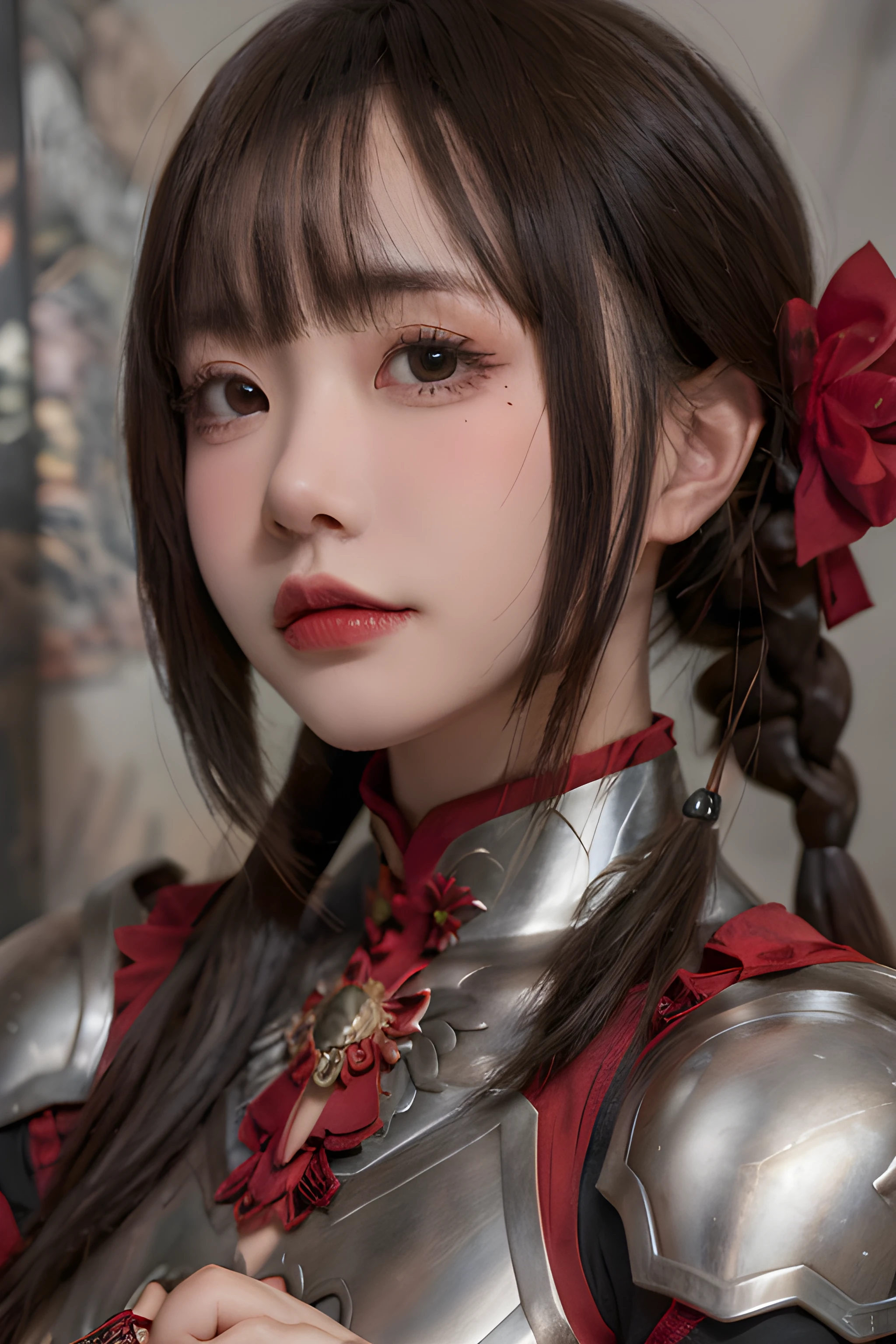 masterpiece, masterpiece, best quality, 1girl, portrait, closeup, (fully clothes), armor