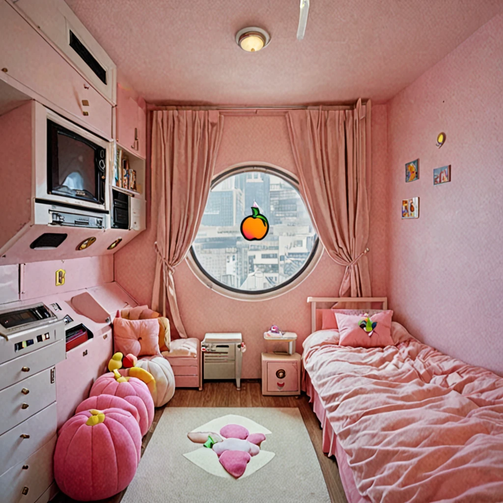 Princess Peach themed room, nagakincapsuleroom <lora:Nagakin_epoch_6:1>