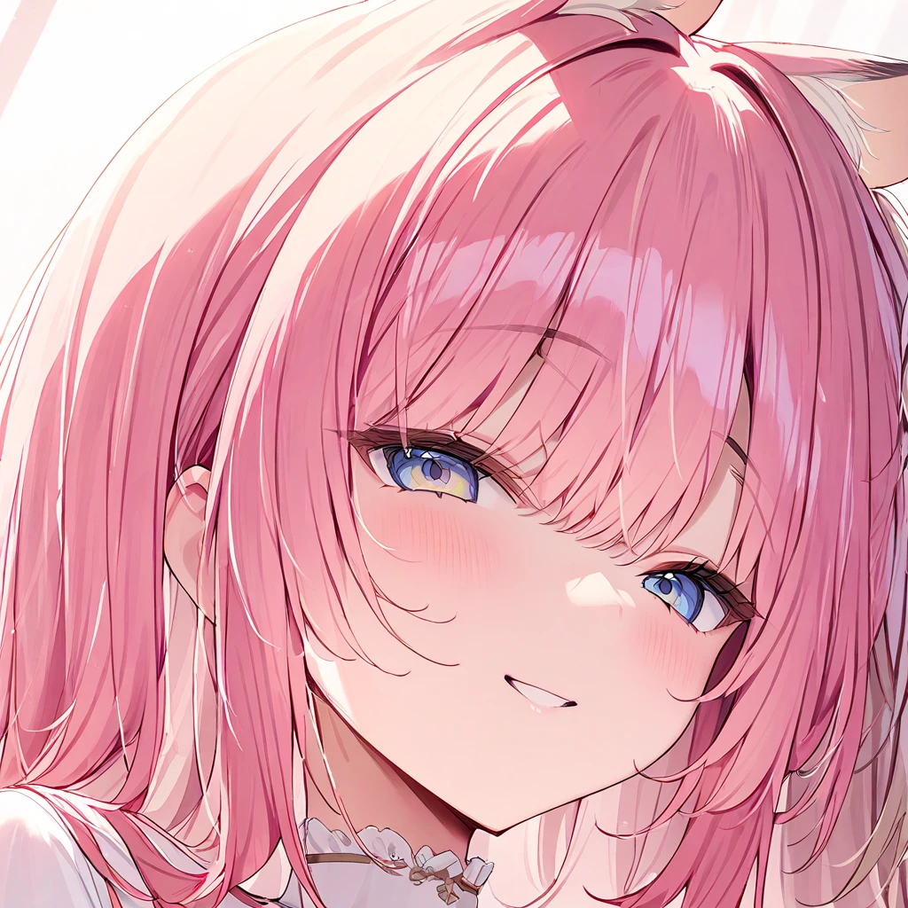 1girl,close-up,head focus,pink hair,masterpiece, best quality, very aesthetic, absurdres ,  <lora:yatanukikey face XL-v1:1>