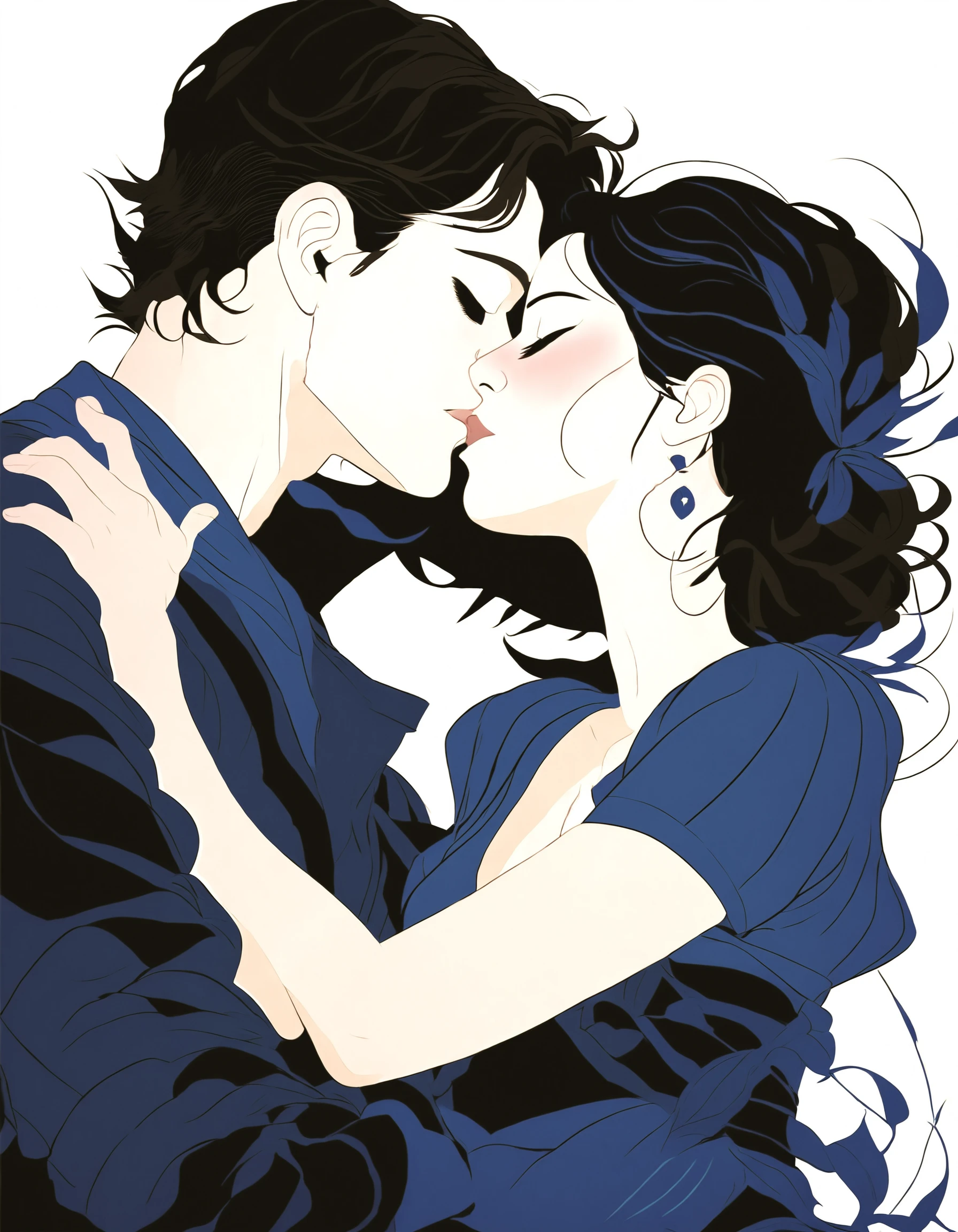 score_9, score_8_up, score_7_up, score_6_up, score_5_up, score_4_up, vector art, 1girl, 1boy, embrace, kiss