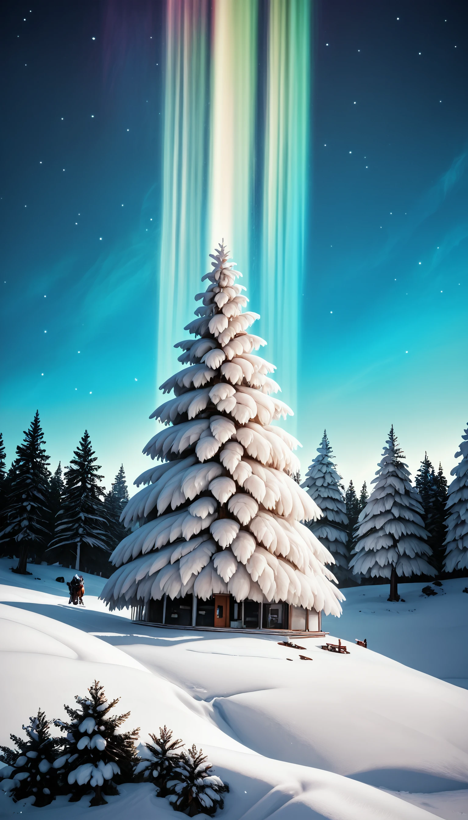 score_9, score_8_up, score_7_up, score_6_up, score_5_up, <lora:FluffyStylePony:0.8> fluffy, fuzzy,  FluffyStyle Vibrant and dynamic display of the aurora borealis lighting up the night sky above a vast, snow-covered tundra, with icy trees and wildlife in the foreground, digital painting, detailed, crisp, cool color palette, moody, magical, intricate, detailed, long exposure, captured in the early hours of the morning, ebony & ivory, <lora:Realistic_2.5DAnime_Merge1:0.7> <lora:add-detail-xl:1.5>, (Masterpiece:1.3) (best quality:1.2) (high quality:1.1)