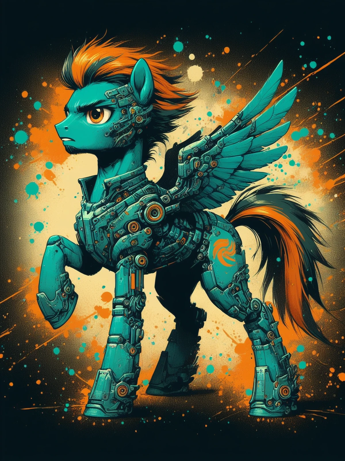 score_9, score_8_up, score_7_up, pony, dynamic pose <lora:Neon_Splash_Art_for_Pony:1> source_pony