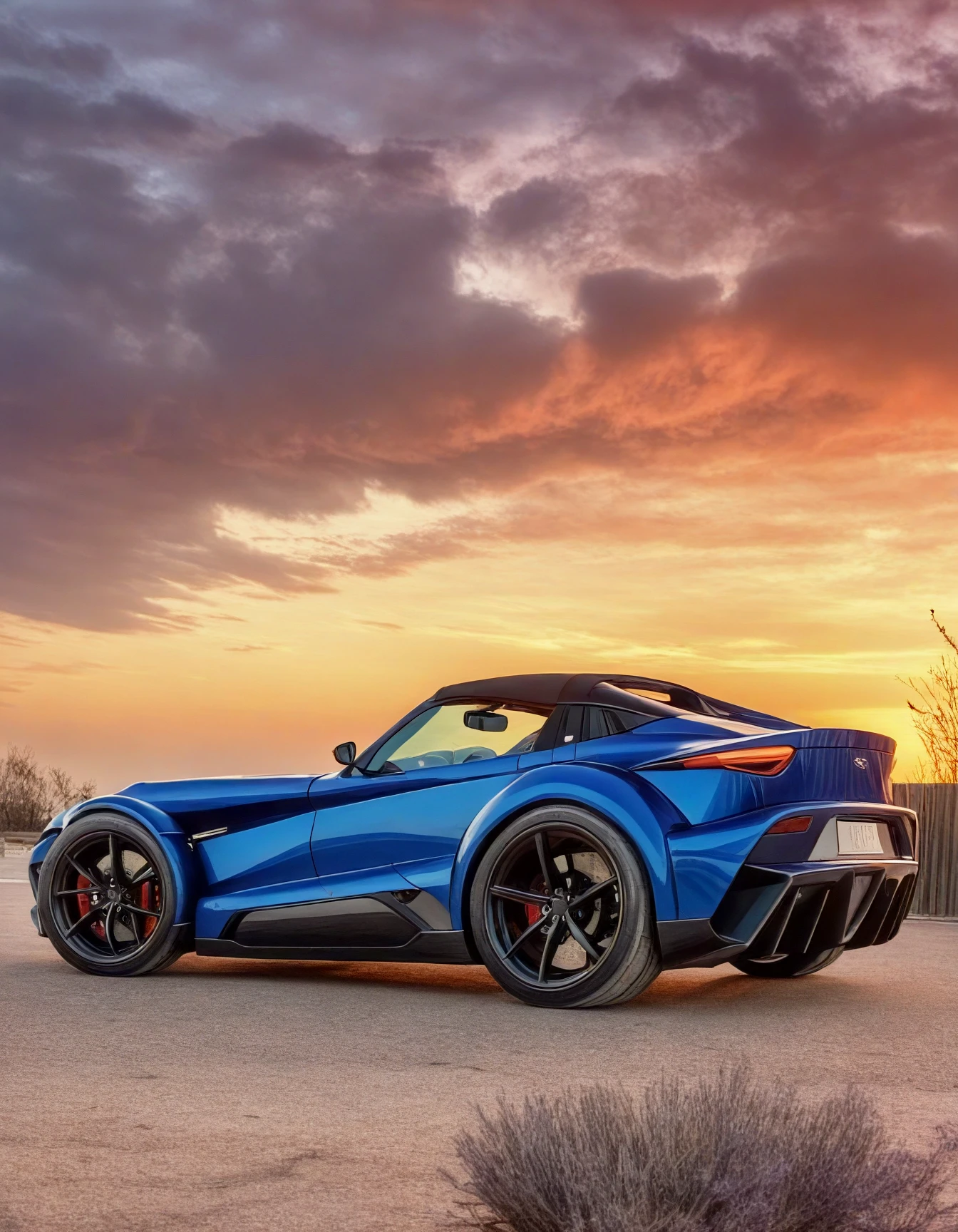 blue sports car, drawing attention as a unique and eye-catching vehicle at a  ,This is a picture of a tree growing in the middle of a body of water, surrounded by a beautiful blue sky. The tree appears to be in a shallow pool of water, with its roots firmly planted in the muddy water. The scene is serene and picturesque, showcasing the resilience of the tree in adapting to its environment.