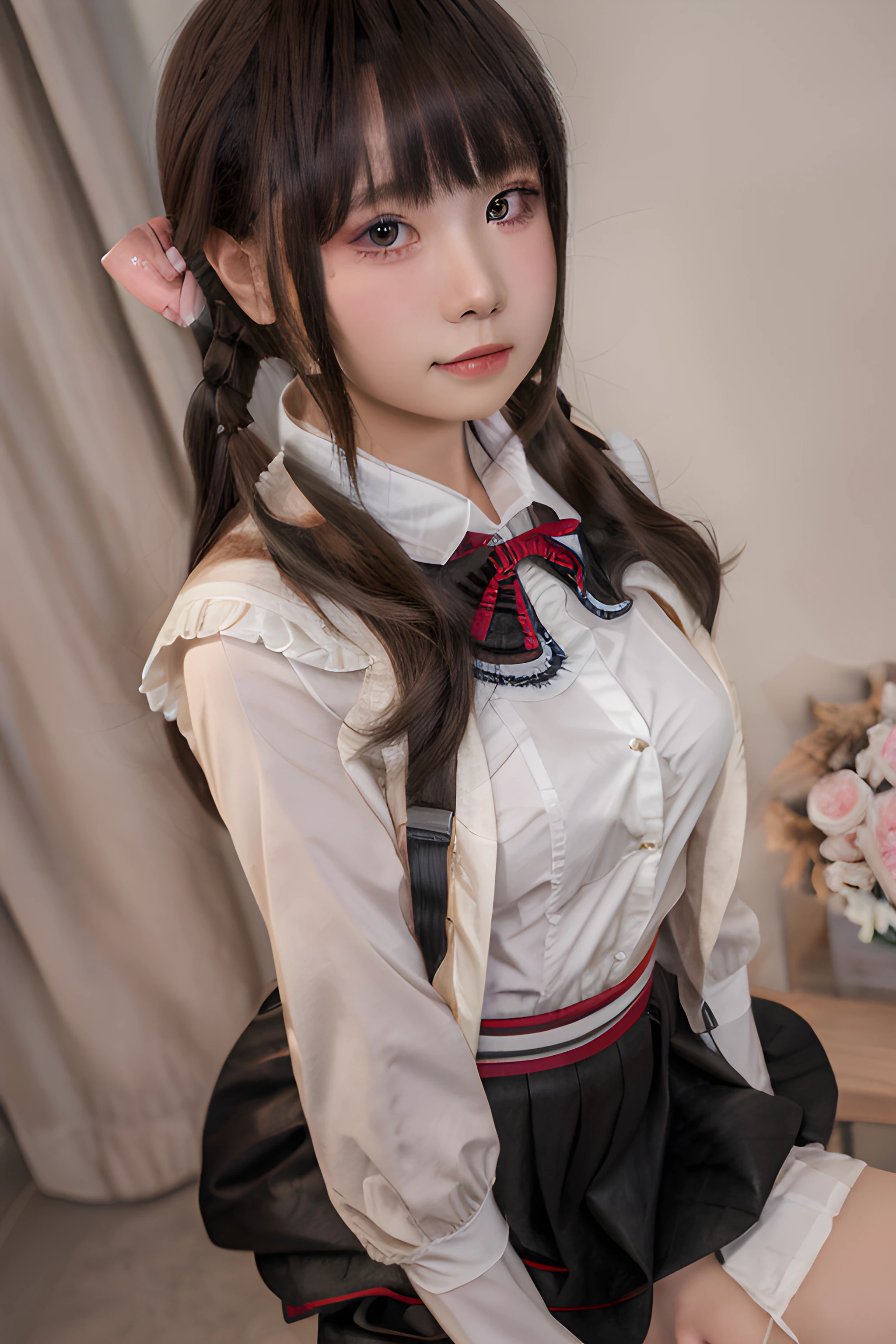 masterpiece, best quality, 1girl, student uniform, portrait, closeup, nkkyosh, (fully clothes)