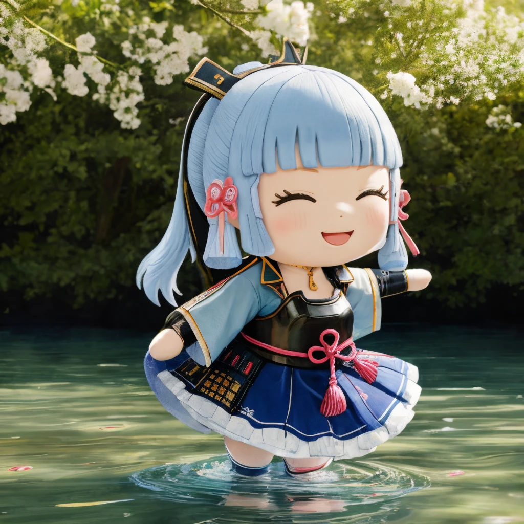 <lora:kamisatoayaka1:0.8> kamisatoayakadef,
tongue out, one eye closed,
dancing on water,
summer, sakura blossoms,
<lora:woafu_plushify_v4:0.8>plushify, character stuffed toy, chibi,