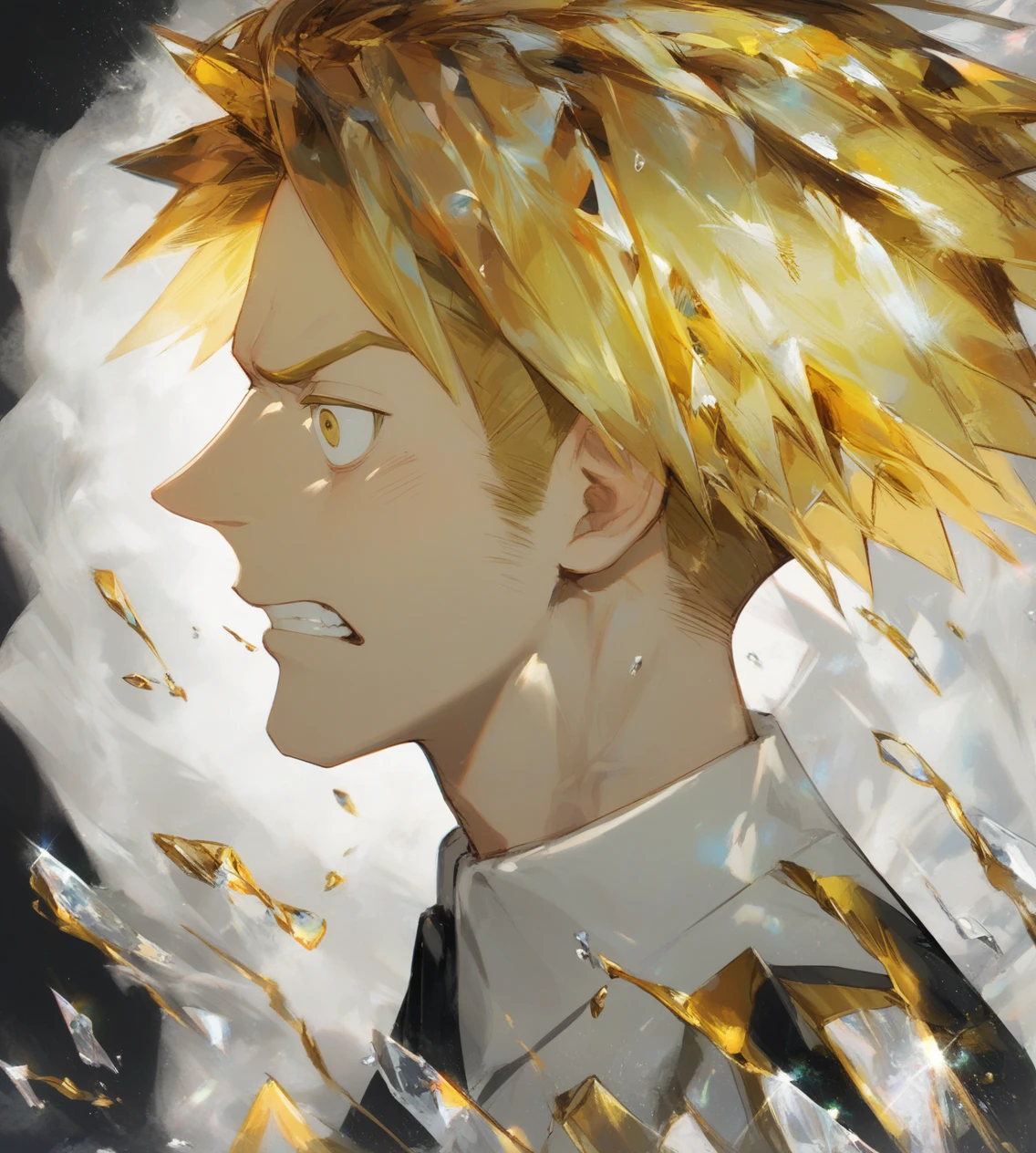 score_9,score_8_up,score_7_up,score_6_up,source anime BREAK,
1boy, muscular, yellow hair, crystal hair, amputee, gem, clenched teeth,
<lora:houseki_no_kuni_artworks-000014:1>