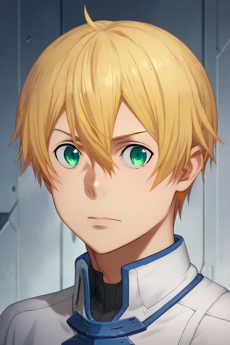 score_9, score_8_up, score_7_up, source_anime, (realistic:0.6), , upper body, , 1boy, solo, male focus, <lora:eugeo_sao_pony:0.84>, eugeo_sao, blonde hair, green eyes, hair between eyes, short hair, , science fiction hard science fiction, , <lora:sdxl_lightning_8step_lora:1>