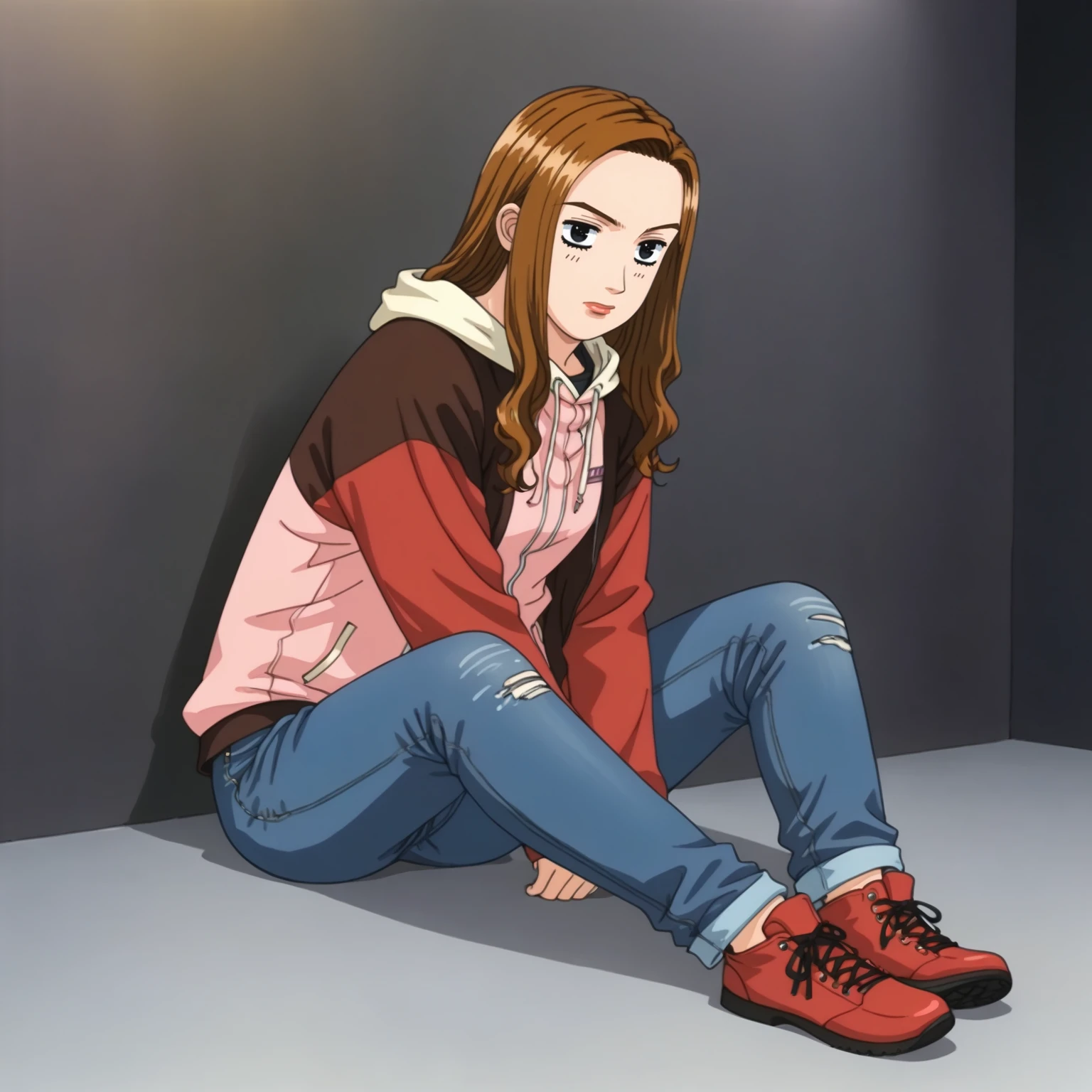 <lora:SayukiEXXLpony001>,
solo,
SayukiEX,1girl,brown hair,long hair,black eyes,
hoodie,jacket,jeans,
full body,sitting,