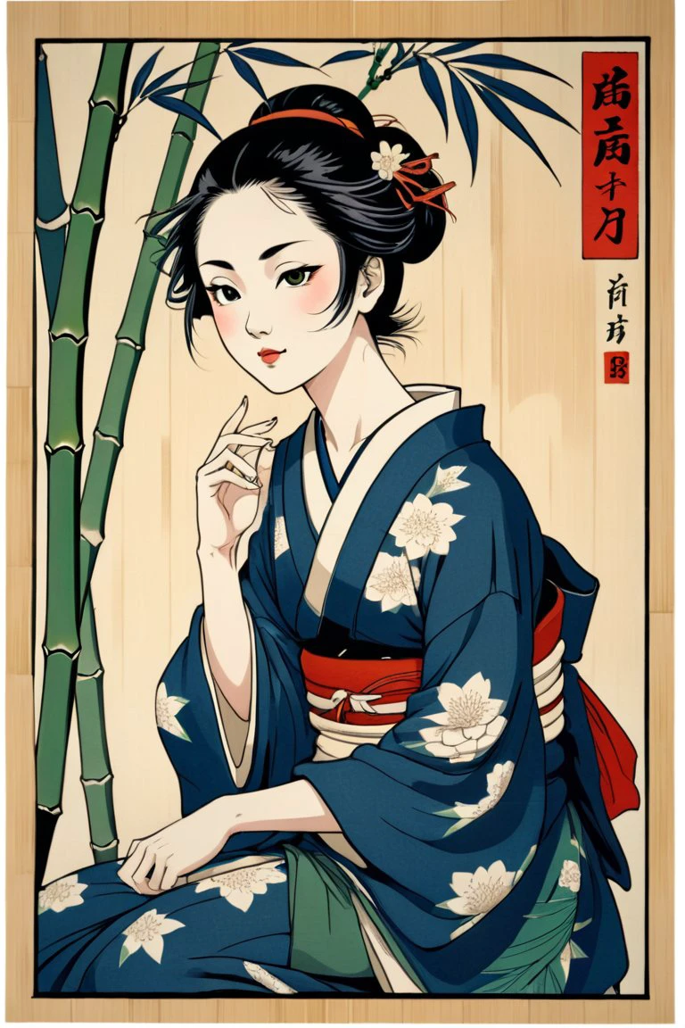 score_10,score_9, score_8_up, score_7_up, score_6_up, score_5_up, japanese ukiyoe artstyle, woodblock print, bamboo, artistic style