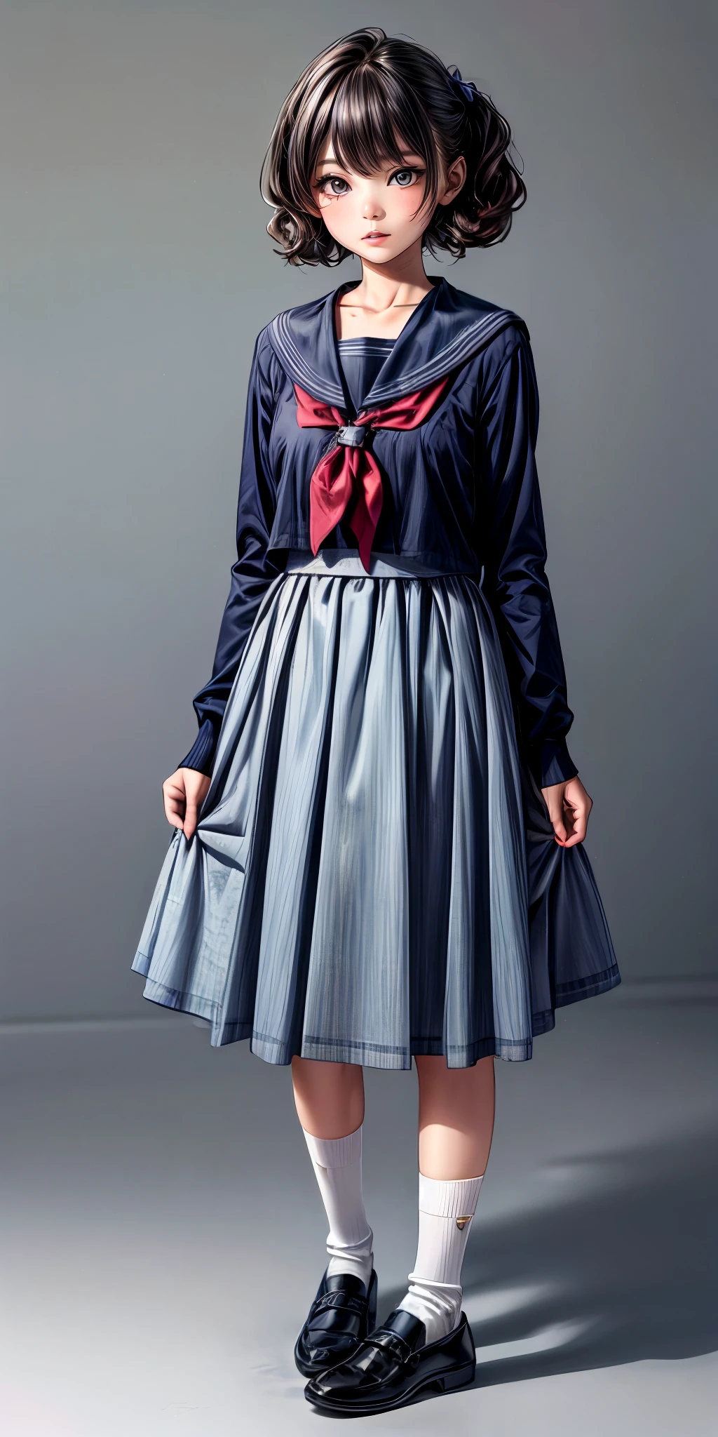 masterpiece,ultra-detailed,best quality,8K,illustration,
girl,<lora:more_details:1>,simple background,
<lora:jyojifuku formal v2.0:0.5> jyojifuku, long sleeves, dress,school unifrom,sock , shoes