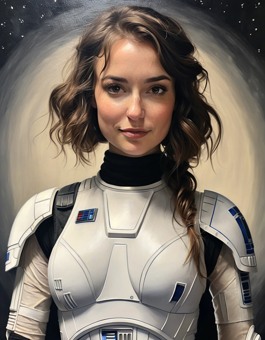 ((oil painting)) of mlnvyntrbsqgrl woman, as a Star Wars character,   perfect face,  dark shot, dramatic, extremely detailed, intricate, elegant,fantasy, <lora:Milana Vayntrub -000007:1.0>