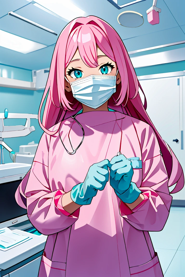 (RAW photo, best quality), (1girl), operating room, overhead surgical light,blurred background, focused,
<lora:Momoka Hanamura_CSC_V1.0:0.8> momoka hanamura, long hair, tsurime,pink hair, aqua eyes,
 <lora:Surgeon_Gloving_V1.0:0.4> (gloving_surgeon, solo, surgical mask, adjusting gloves, looking at viewer, long sleeves)