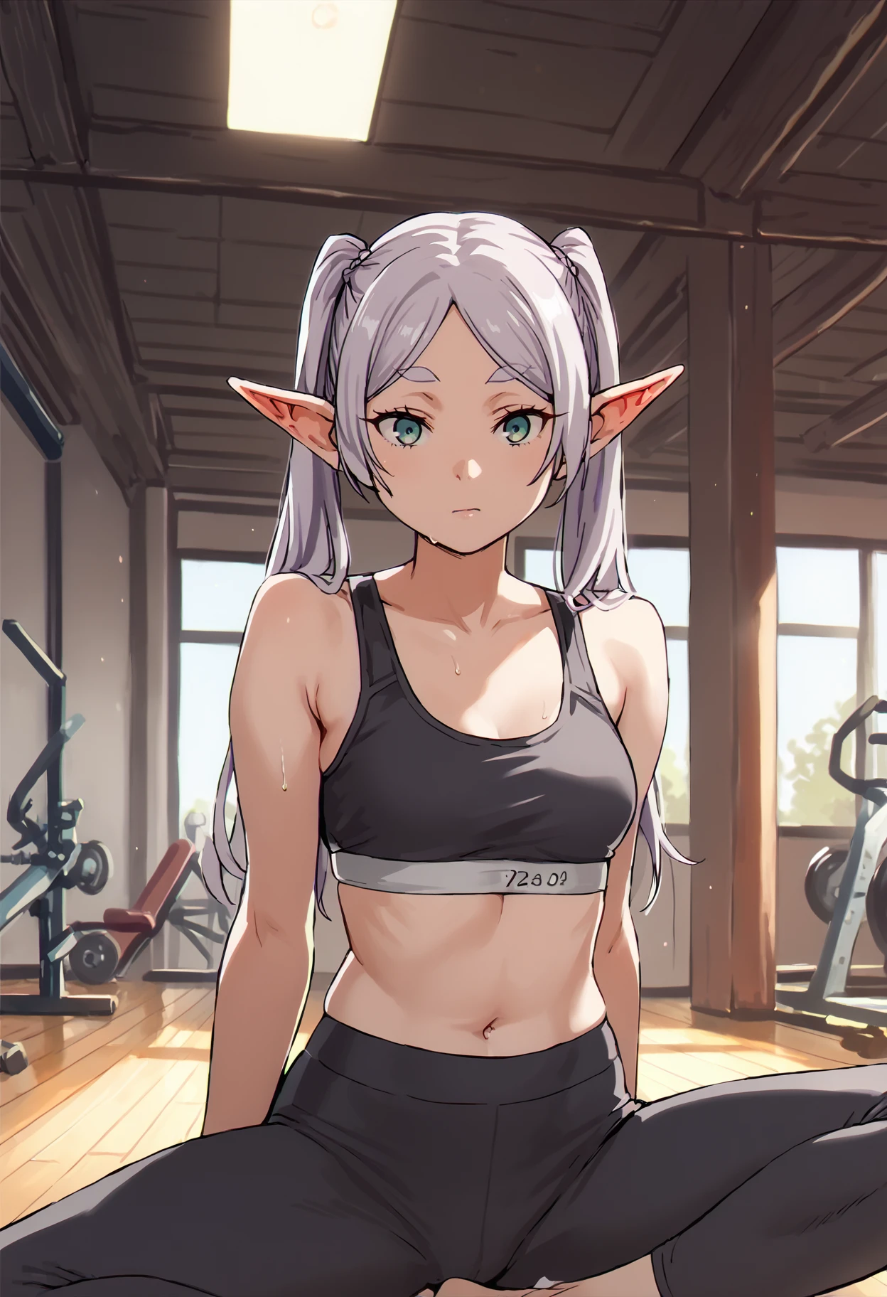 score_9, score_8_up, source_anime,
asanagi, <lora:sdxl_asanagi_v1:0.4>, <lora:Smooth Anime Style LoRA XL:0.6>, <lora:SuimitsutouKoubou-1024-Prodigy-32:0.35>, <lora:muk_pony_v1:0.25>, by muk \(monsieur\)
BREAK,
1girl,<lora:Frieren_PDXL_resized:0.9>, frieren, elf,
yoga pants, sports bra,
indoors