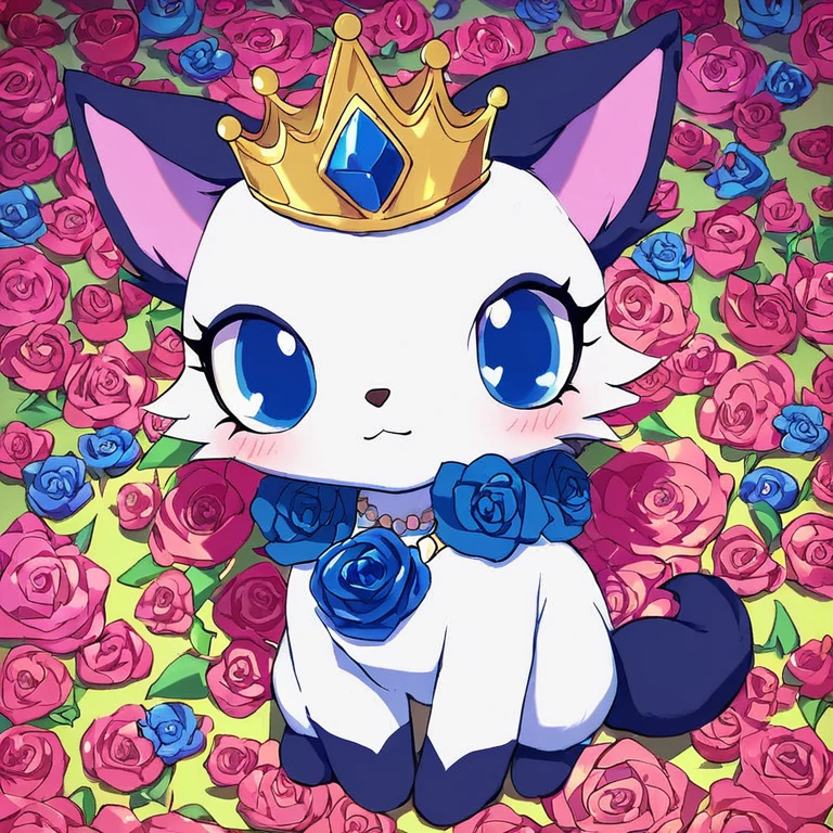 score_9, score_8_up, score_7_up, 
jewel pet,Kaiya,solo,blue eyes,jewelry,tail,flower,heart,necklace,no humans,:3,rose,crown,blue flower,blue rose,white fur
 <lora:jewel_petPony:0.8>