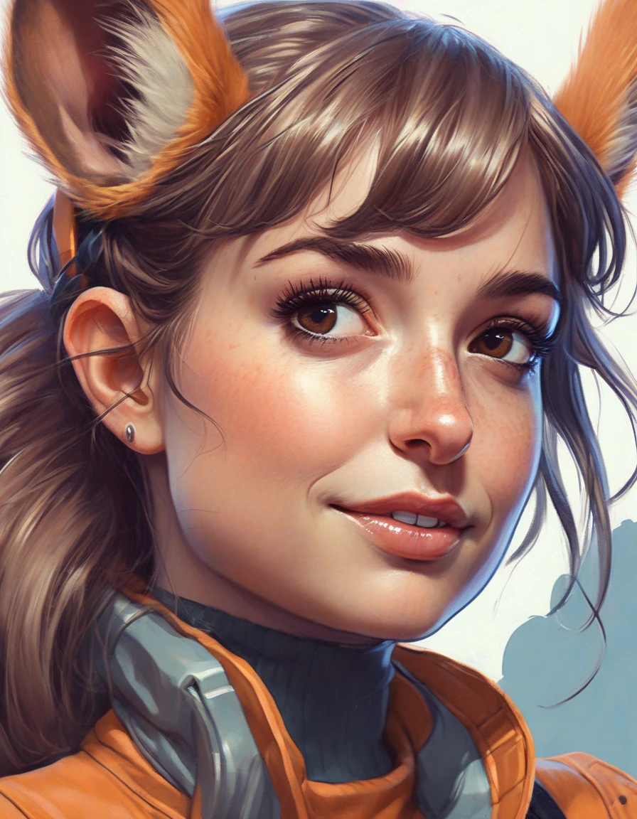 , waist up  of (mlnvyntrbsqgrl woman) , as Squirrel Girl, sci-fi, highly detailed, digital painting, artstation, concept art, sharp focus, illustration, art by Tony Sart and artgerm and randy vargas <lora:Milana Vayntrub -000007:1.0>