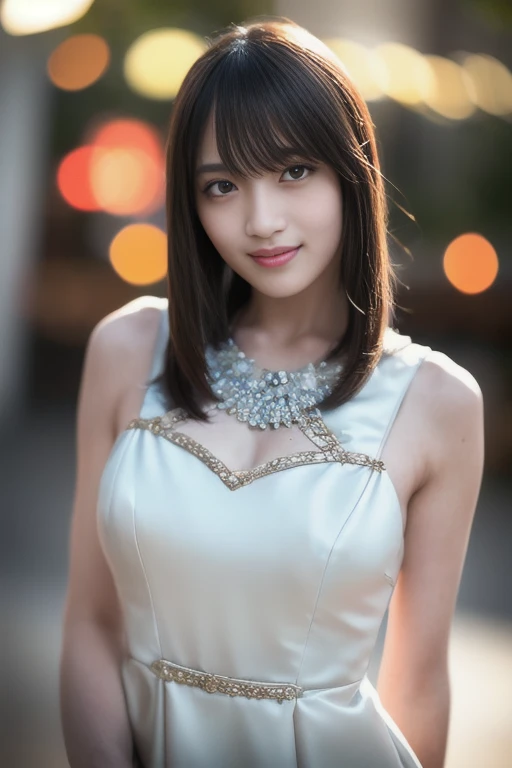 1girl,(RAW photo, best quality), (realistic, photo-realistic:1.4), masterpiece, an extremely delicate and beautiful, extremely detailed, 2k wallpaper, Amazing, finely detail, extremely detailed CG unity 8k wallpaper, ultra-detailed, highres, soft light, beautiful detailed girl, extremely detailed eyes and face, beautiful detailed nose, beautiful detailed eyes,cinematic lighting,perfect anatomy,
wearing a cabaret dress,bokeh,medium hair,
(at a night downtown:1.2),looking at viewer,young japanaese idol,
(smile:1.2), <lora:hanamiyaniina_lora-v2_04:1.2>