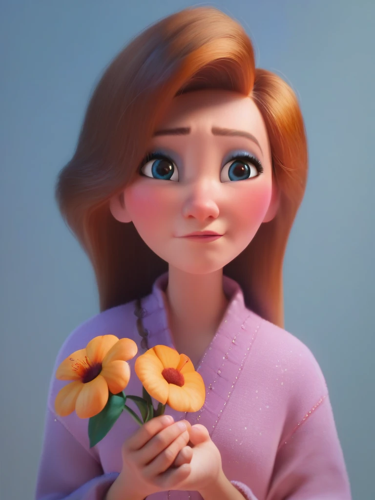 score_9, score_8_up, score_7_up, score_6_up, girl holding a flower, cute, cartoon, looking at viewer, cowboy shot, dynamic angle, cute pose, floating hair, blush, makeup,
<lora:DisneyStudios_style:1> DisneyStyleXLP