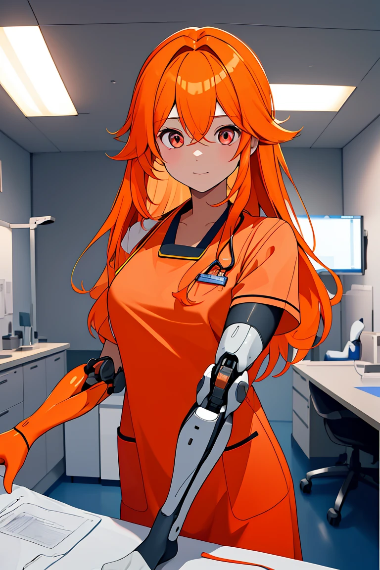 (RAW photo, best quality), (1girl), operating room, overhead surgical light,blurred background, focused,
 <lora:Danila Ward_CSC_V1.0:0.8>  danila ward,long hair, prosthetic arms, orange hair,long hair
 <lora:ClothingMedicalScrubs0:0.9> (scrubs, medical scrubs),