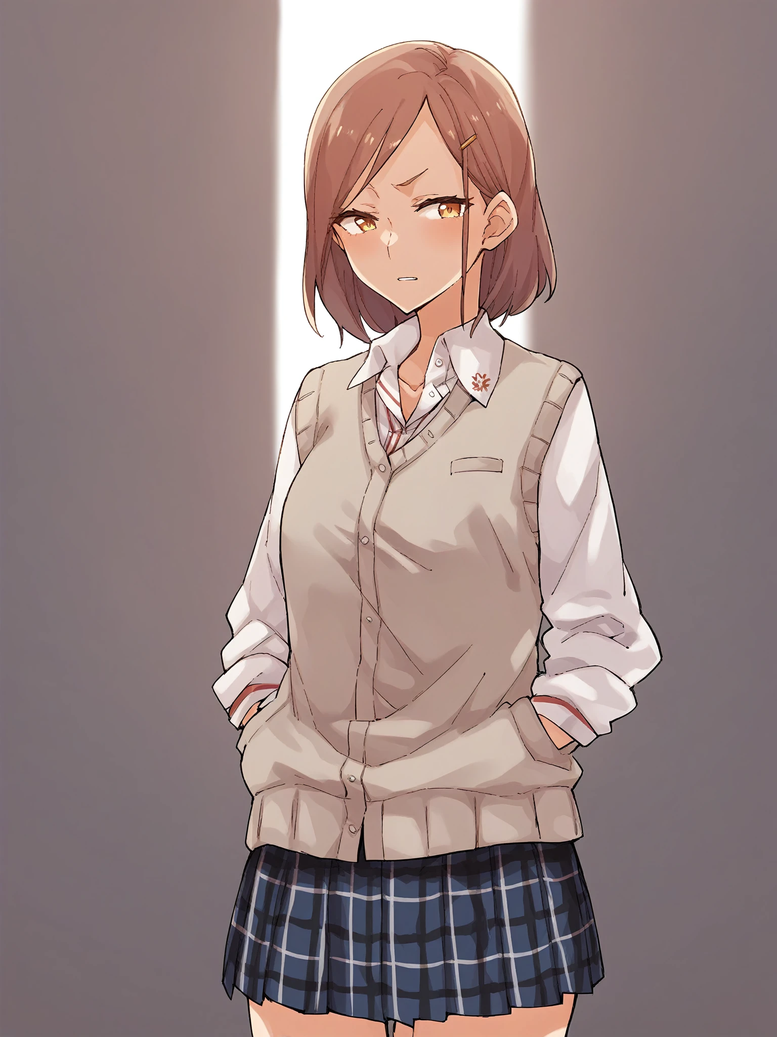 score_9, score_8_up, score_7_up, score_6_up, score_5_up, score_4_up,
BREAK
<lora:kindred-spirits-pony-000005:0.8> 
kd_vnstyle
1girl, solo,standing, school uniform, white collared shirt, 
plaid skirt, pleated skirt,