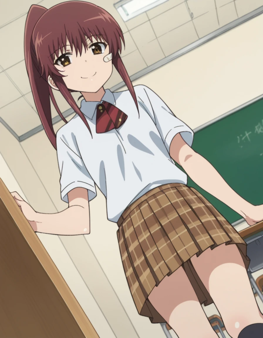 full body, barefoot, masterpiece, a beautiful schoolgirl, long hair, (fantasy library background), erotic photoshoot, bent over a desk, from behind, schoolgirl uniform, shackles on legs, cow bell on choker, happy face, looking to the viewer, big open eyes, blush