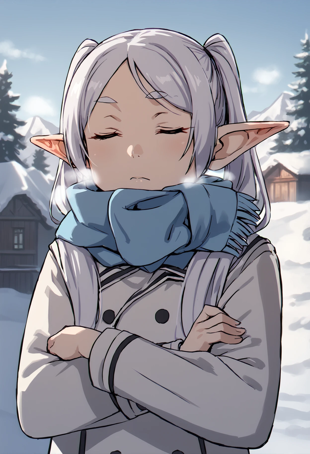 score_9, score_8_up, source_anime,
asanagi, <lora:sdxl_asanagi_v1:0.4>, <lora:Smooth Anime Style LoRA XL:0.6>, <lora:SuimitsutouKoubou-1024-Prodigy-32:0.35>, <lora:muk_pony_v1:0.25>, by muk \(monsieur\)
BREAK,
1girl,<lora:Frieren_PDXL_resized:0.9>, frierenwinter, elf,
blue scarf, coat,
crossed arms, closed eyes, breath,
outdoors, snow