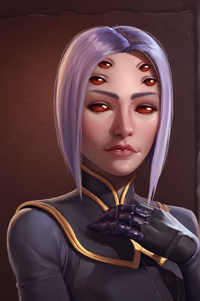 score_9,score_8_up,score_7_up, <lora:Civ6 Leader style_epoch_6:0.75> civ6style, <lora:RachneraV3-XL:0.8> rachnera_arachnera, (extra_eyes:1.0), red_eyes, light_purple_hair, gloves, (high quality, detailed, beautiful),